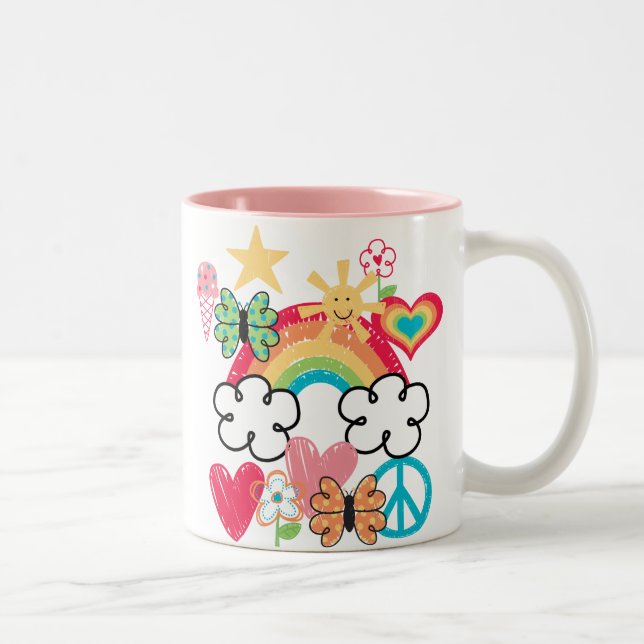 Happy Doodles Zweifarbige Tasse (Rechts)