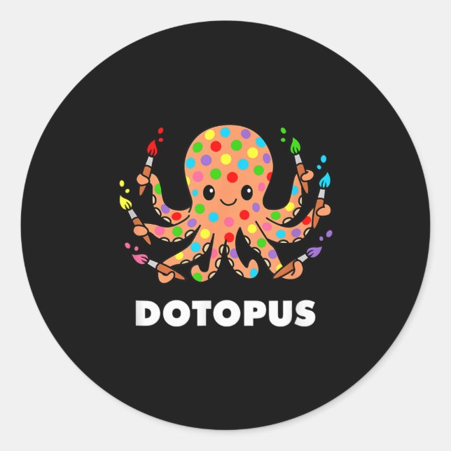 Happy Dot Day Octopus Dotopus Funny Pub Tier Runder Aufkleber (Vorderseite)