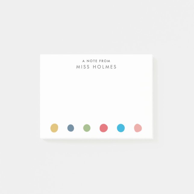 Happy Dots Personalisiert Teacher Post-it Notes Klebezettel (Vorderseite)