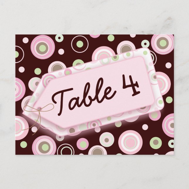 Happy Dots Pink Brown Polka Dot Tischnummer Card (Vorderseite)