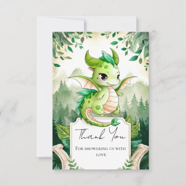 Happy Dragon Baby Shower Dankeskarte (Vorderseite)