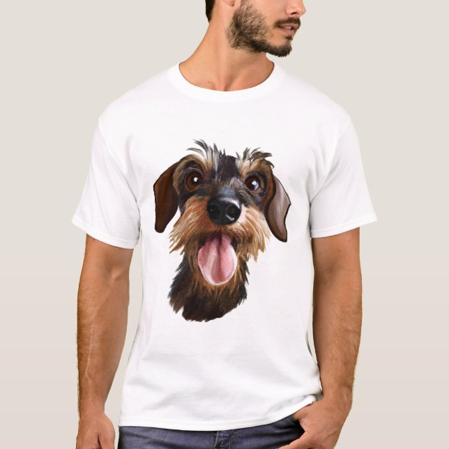 Happy Drahthaar Dackel T-Shirt (Vorderseite)