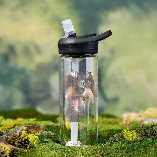 Happy Drahthaar Dackel Trinkflasche (Außenbereich)