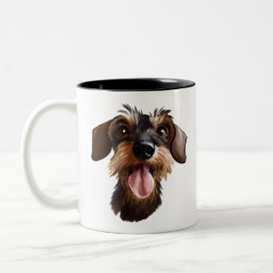 Happy Drahthaar Dackel Zwei-Tone-Kaffee-Tasse Zweifarbige Tasse
