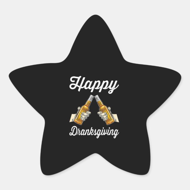 Happy Dranksgiving Beer Wine Drinker Erntedank Stern-Aufkleber (Vorderseite)