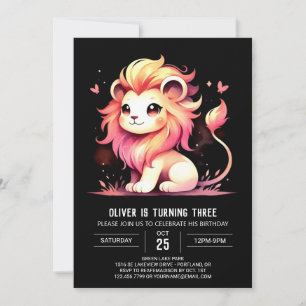 Happy Dreamy Lion Birthday Einladung