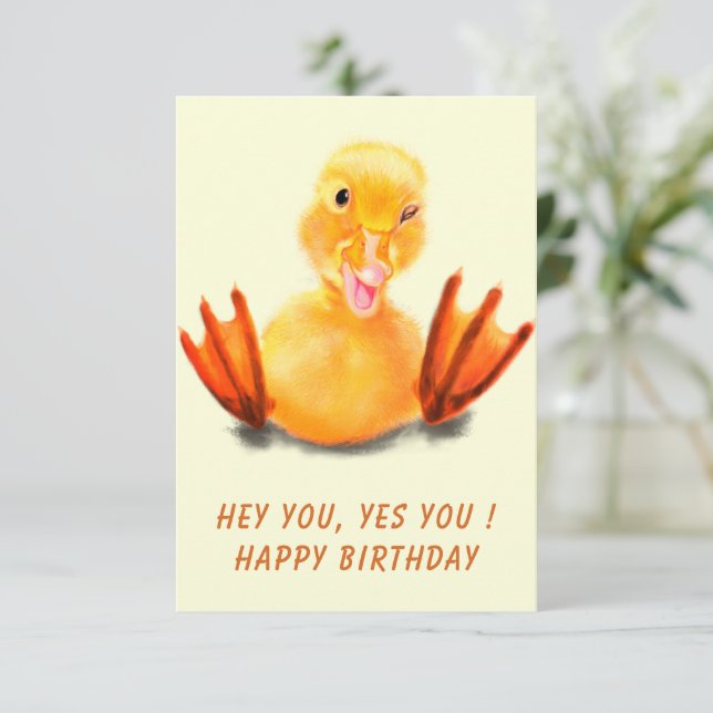 Happy Duck Funny Birthday Card - Benutzerdefiniert Karte (Stehend Vorderseite)