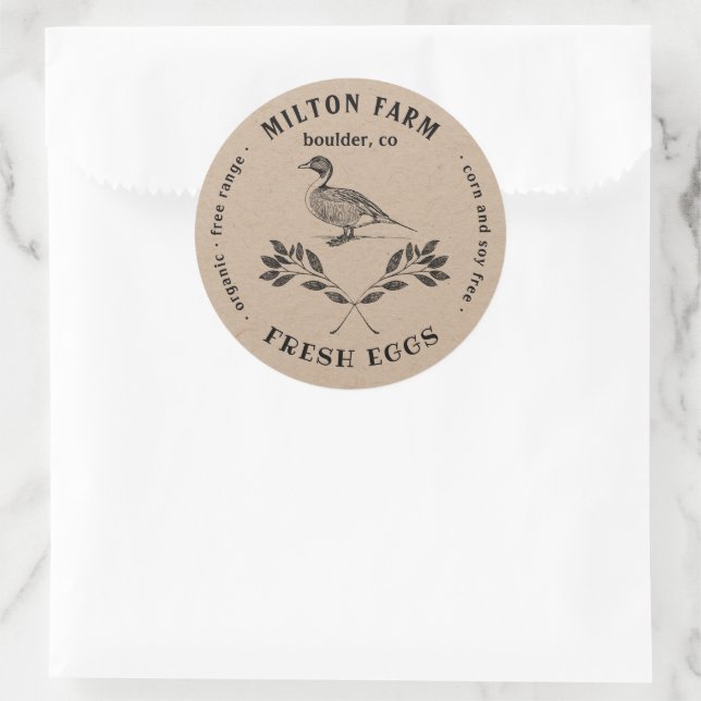 Happy Duck Laurel Branch Egg Carton Round Sticker (Tasche)