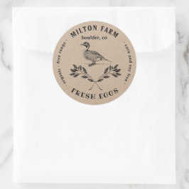 Happy Duck Laurel Branch Egg Carton Round Sticker