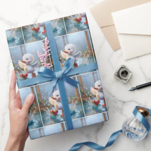 Happy Duckling in Rain Puddle Geschenkpapier