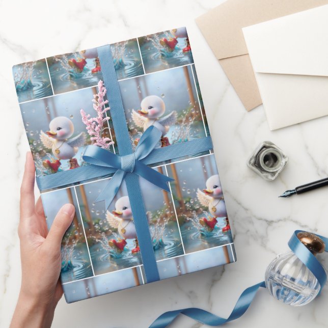 Happy Duckling in Rain Puddle Geschenkpapier (Schenken)