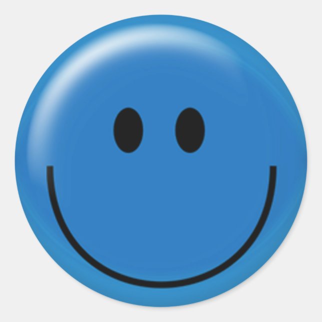 Happy dunkelblaues Gesicht Runder Aufkleber (Vorderseite)