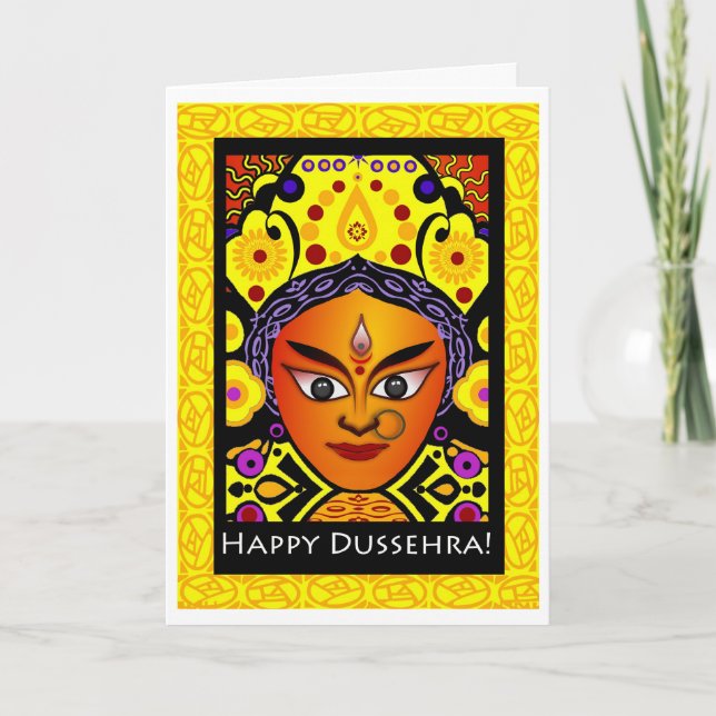Happy Dussehra, Goddess Durga Grußkarte Karte (Vorderseite)