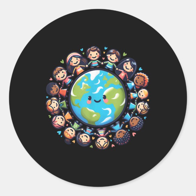 Happy Earth Day 2025 Cool Earth Day Children Runder Aufkleber (Vorderseite)