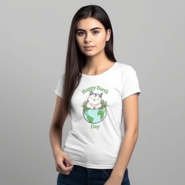 Happy Earth Day Cat Graphic Unisex T-Shirt (Von Creator hochgeladen)