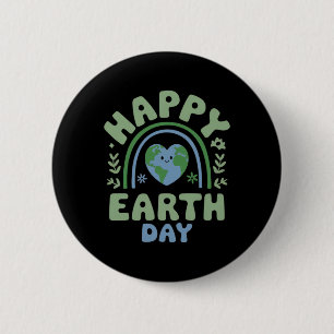 Happy Earth Day - Earth Day 2025 Niedlicher Regenb Button