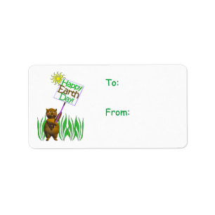 Happy Earth Day Igel Adressaufkleber