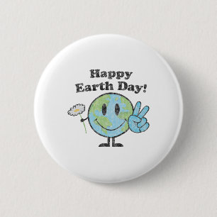 Happy Earth Day Niedlich Peace Sign Blume erschütt Button