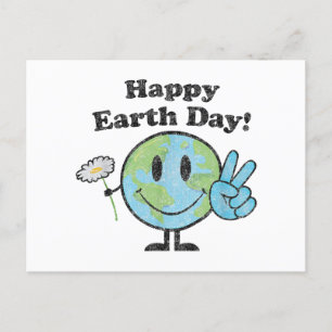 Happy Earth Day Niedlich Peace Sign Blume erschütt Feiertagspostkarte