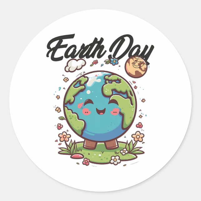 Happy Earth Day Runder Aufkleber (Vorderseite)