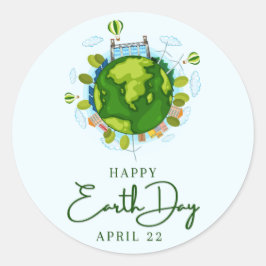 Happy Earth Day Runder Aufkleber
