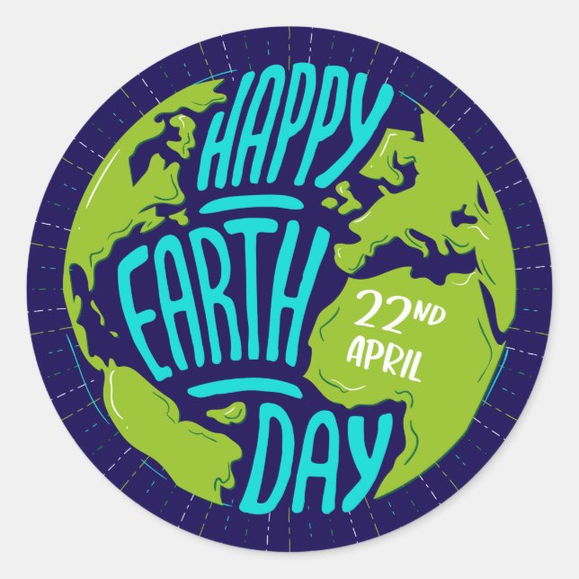 Happy Earth Day Runder Aufkleber (Vorderseite)