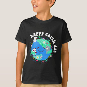 Happy Earth Day Shirt Niedliche Erde mit floraler