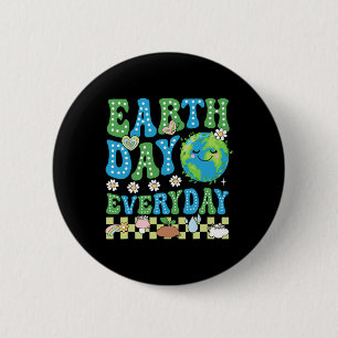 Happy Earth Day Shirt Niedliche Erde mit floraler  Button