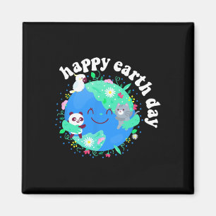 Happy Earth Day Shirt Niedliche Erde mit floraler Magnet