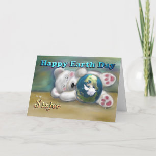 Happy Earth Day Sister Grußkarte schlafender Bär Karte