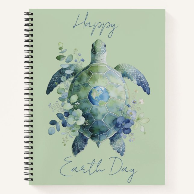 Happy Earth Day Turtle Design Notizbuch (Vorderseite)