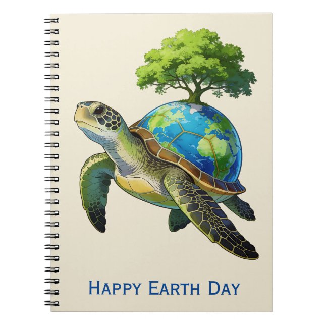 Happy Earth Day Turtle Planet and Tree Notizblock (Vorderseite)