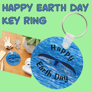 Happy Earth Day Whale Schwanz Blauer Ozean Schlüsselanhänger