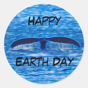 Happy Earth Day Whale Schwanz Nature Ocean Lover Runder Aufkleber
