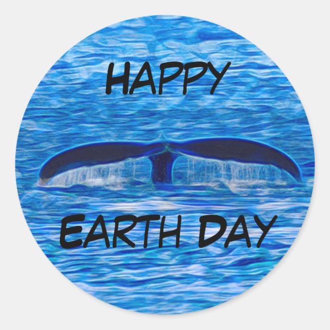 Happy Earth Day Whale Schwanz Nature Ocean Lover Runder Aufkleber (Vorderseite)