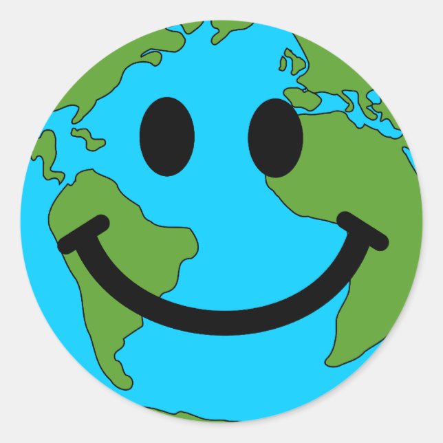 Happy Earth Face Runder Aufkleber (Vorderseite)