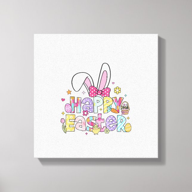 Happy Easter 2026 Cute Bunny Rabbit Easter Day Wom Leinwanddruck (Vorderseite)