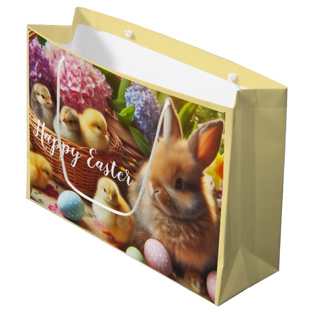 Happy Easter Adorable Holiday Paper Geschenktasche Große Geschenktüte (Vorderseite Schrägansicht)