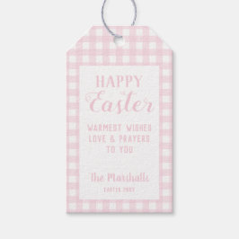 Happy Easter Baby Pink Small Gingham Personalisier Geschenkanhänger