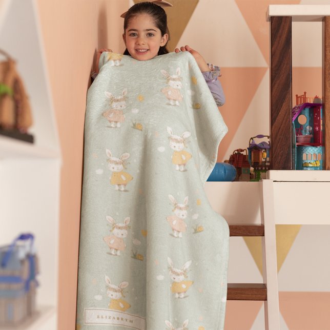 Happy Easter Baby Rabbit Pattern Fleecedecke (Von Creator hochgeladen)