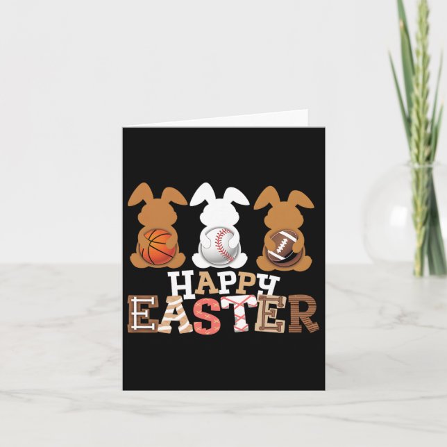 Happy Easter Baseball Fußball Basketball Bunny Ron Karte (Vorderseite)