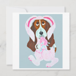 Happy Easter Basset Hound Easter Bunny Einladung