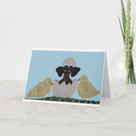  Happy Easter Black & Tan Dachshund in egg Karte