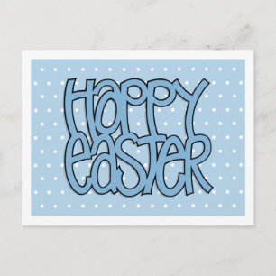 Happy Easter Blue Dot Postcard Feiertagspostkarte