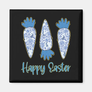 Happy Easter Blue Floral Chinoiserie Karotteneier Magnet