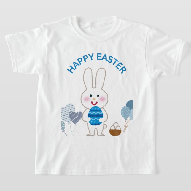 Happy Easter "Blue with Niedlich Bunny & Eggs" T-Shirt (Ablage )