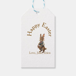 Happy Easter brown bunny with eggs love add name Geschenkanhänger