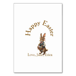 Happy Easter brown bunny with eggs love add name Tischnummer