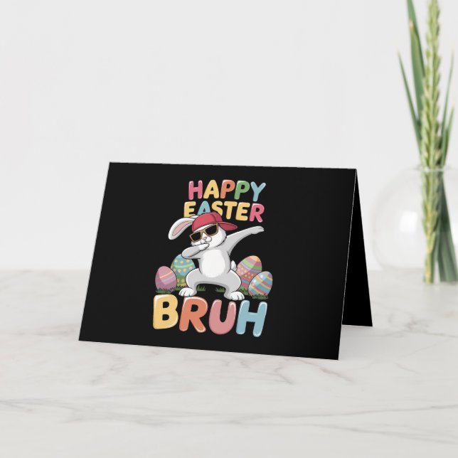 Happy Easter Bruh Bro Funny Dabbing Bunny Rabbit Dankeskarte (Vorderseite)