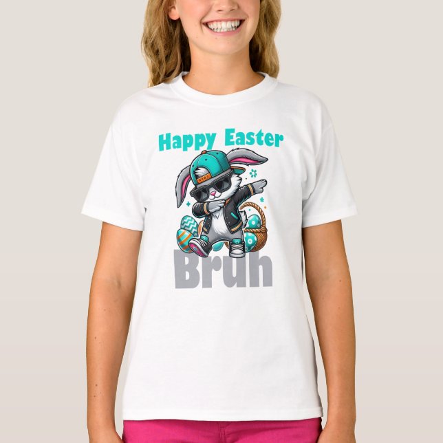 Happy Easter Bruh, Easter Bunny Dabbing  T-Shirt (Vorderseite)